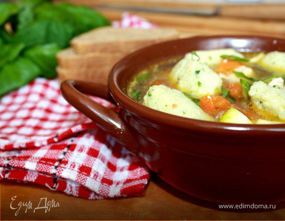 Летний суп с рисовыми клёцками