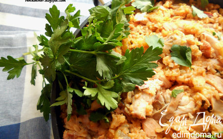 Рецепт Джамбалайя с бурым рисом и копченой курицей