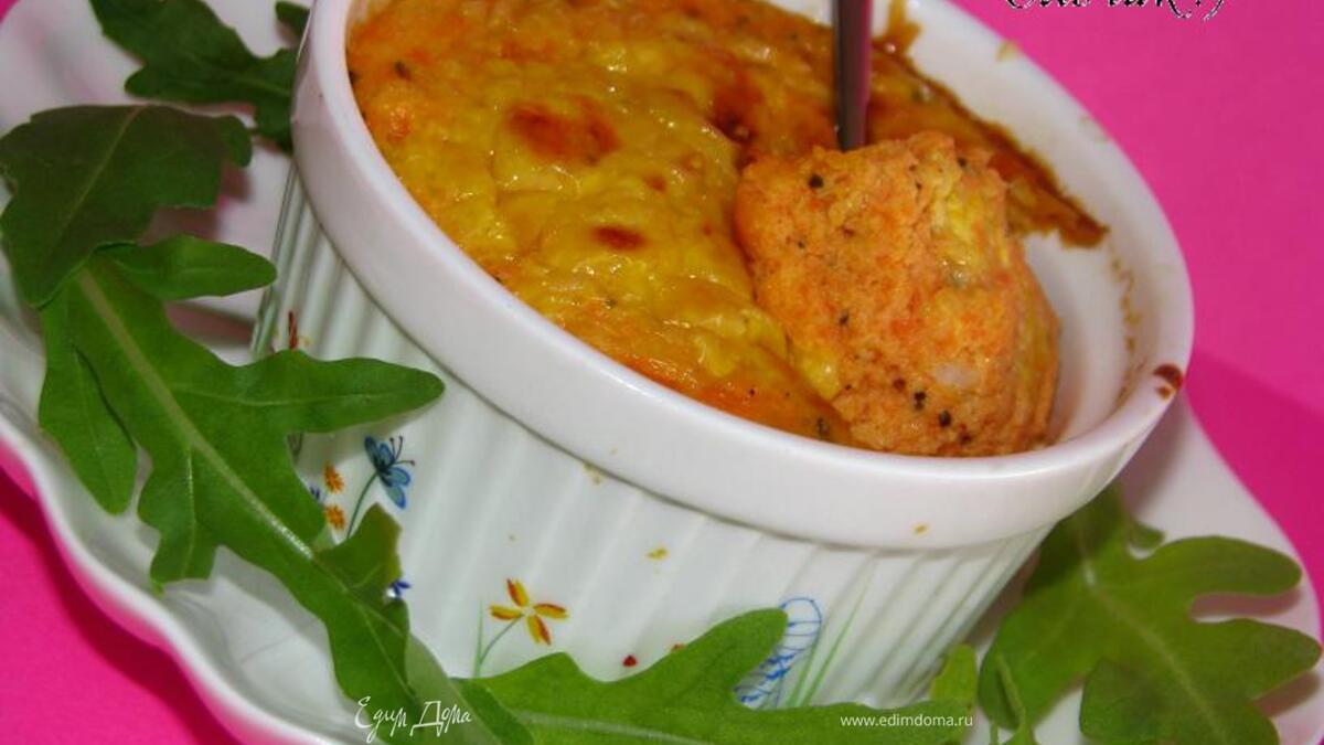 Нежное овощное суфле с курицей и сыром