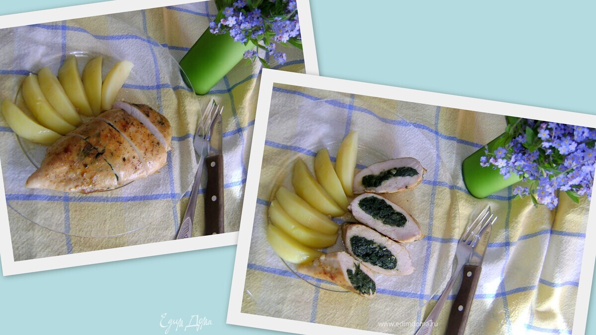 Куриная грудка, фаршированная крапивой