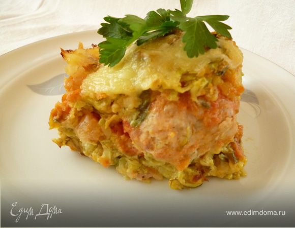 Кабачковая запеканка с куриными шариками Кабачковая запеканка с куриными шариками