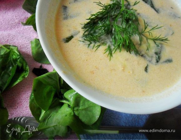 Сливочный суп с форелью и шпинатом Сливочный суп с форелью и шпинатом