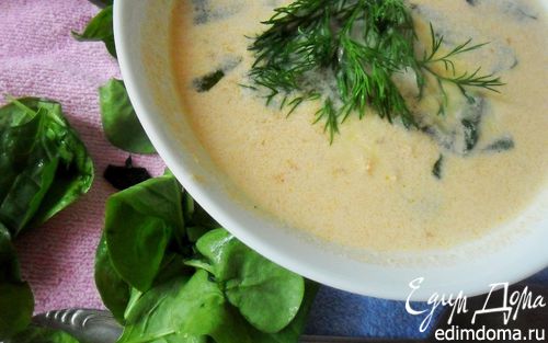 Рецепт Сливочный суп с форелью и шпинатом