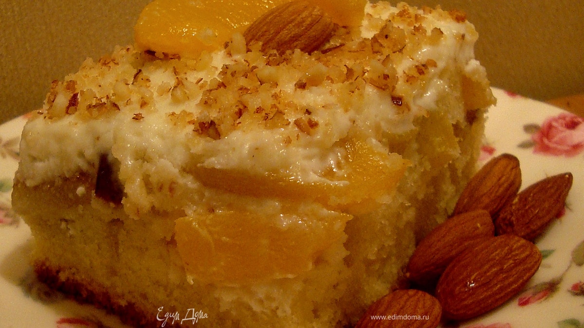 Нежнейший пирог с персиками