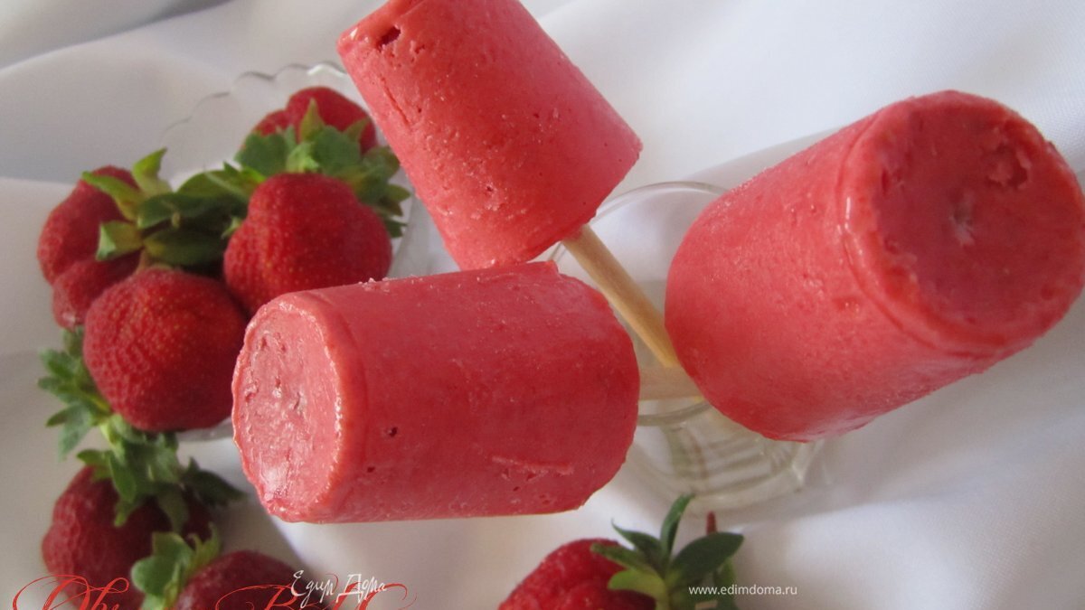 Мороженое "Клубничное", очень простой рецепт