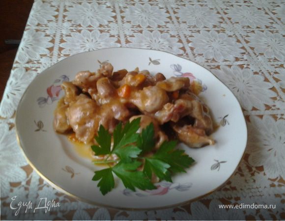 Гуляш из куриных желудков