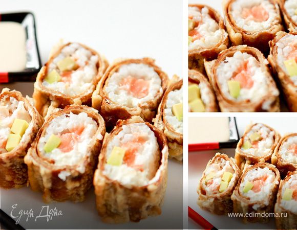 Горячий ролл - "Росу Драгон маки" с цитрусовым соусом "спайс"