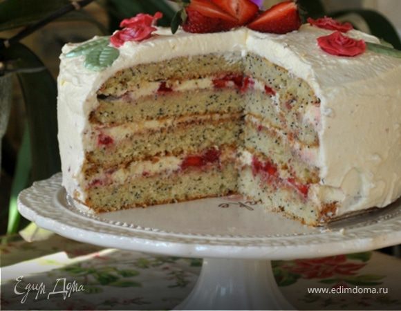 Клубнично-маковый торт