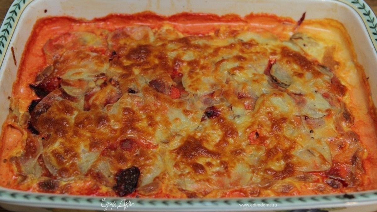 Гратен из молодого картофеля и свеклы