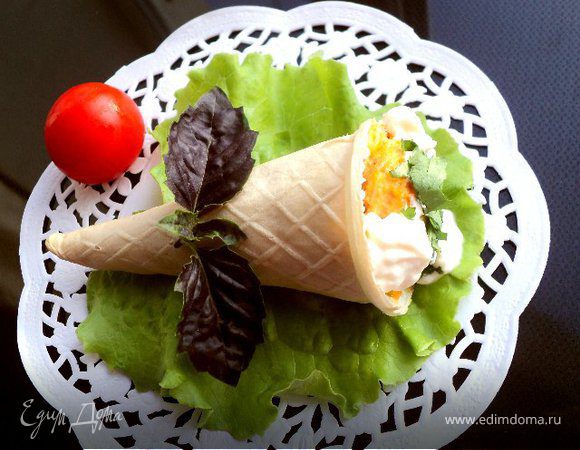 Рожки с куриным паштетом