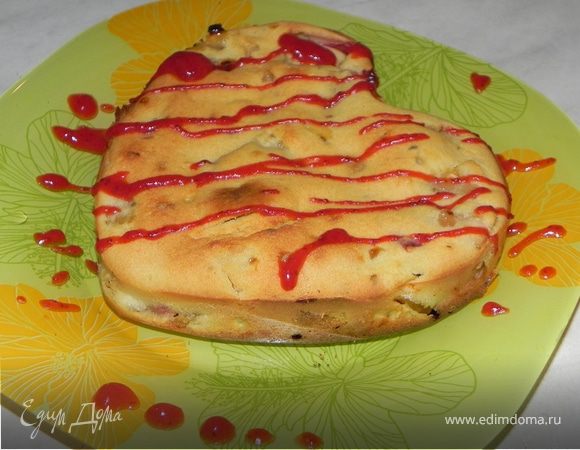 Персиковый пирог с клубничным кули Персиковый пирог с клубничным кули