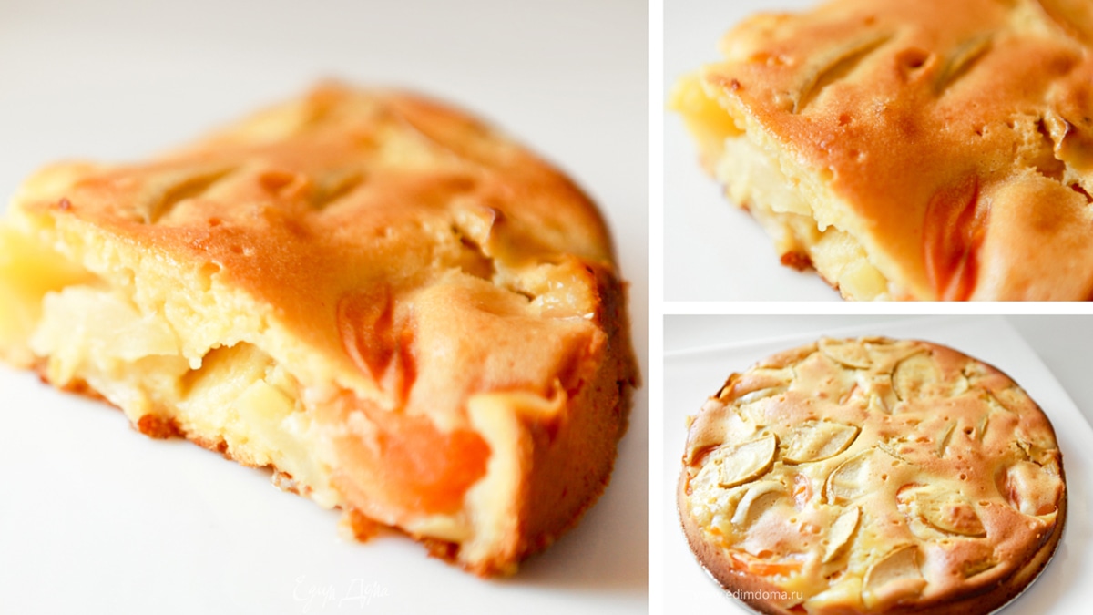 Йогуртовый пирог с абрикосами и яблоками