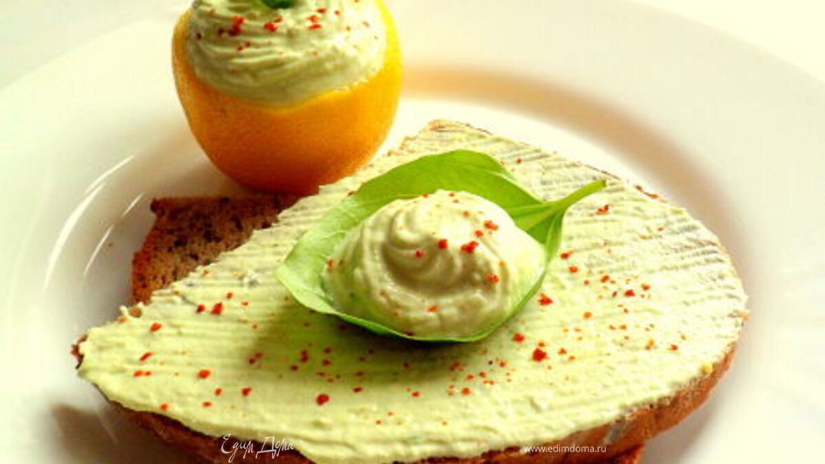 Творожный крем с лимоном и базиликом