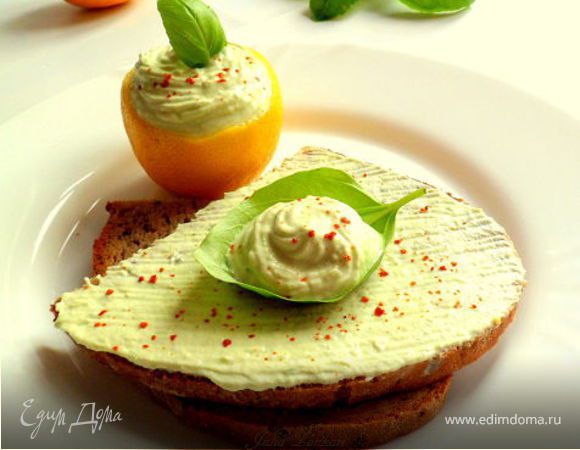 Творожный крем с лимоном и базиликом