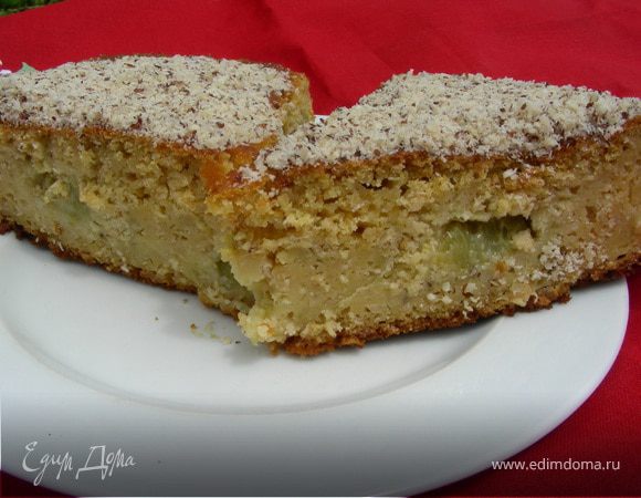 Пирог с ревенем, овсяными хлопьями и кукурузной мукой