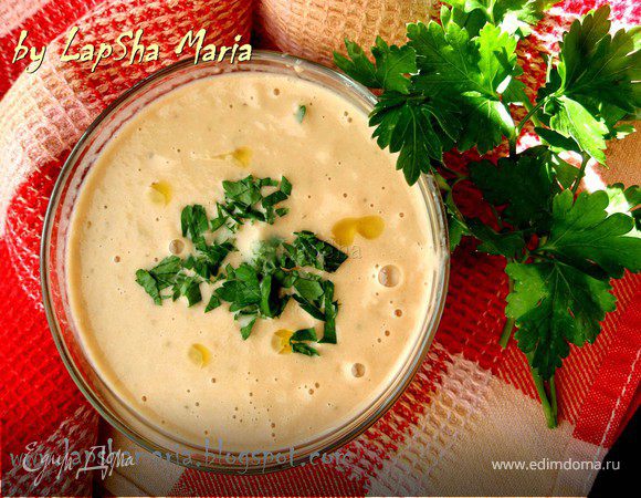 Суп из баклажана с запеченными томатами