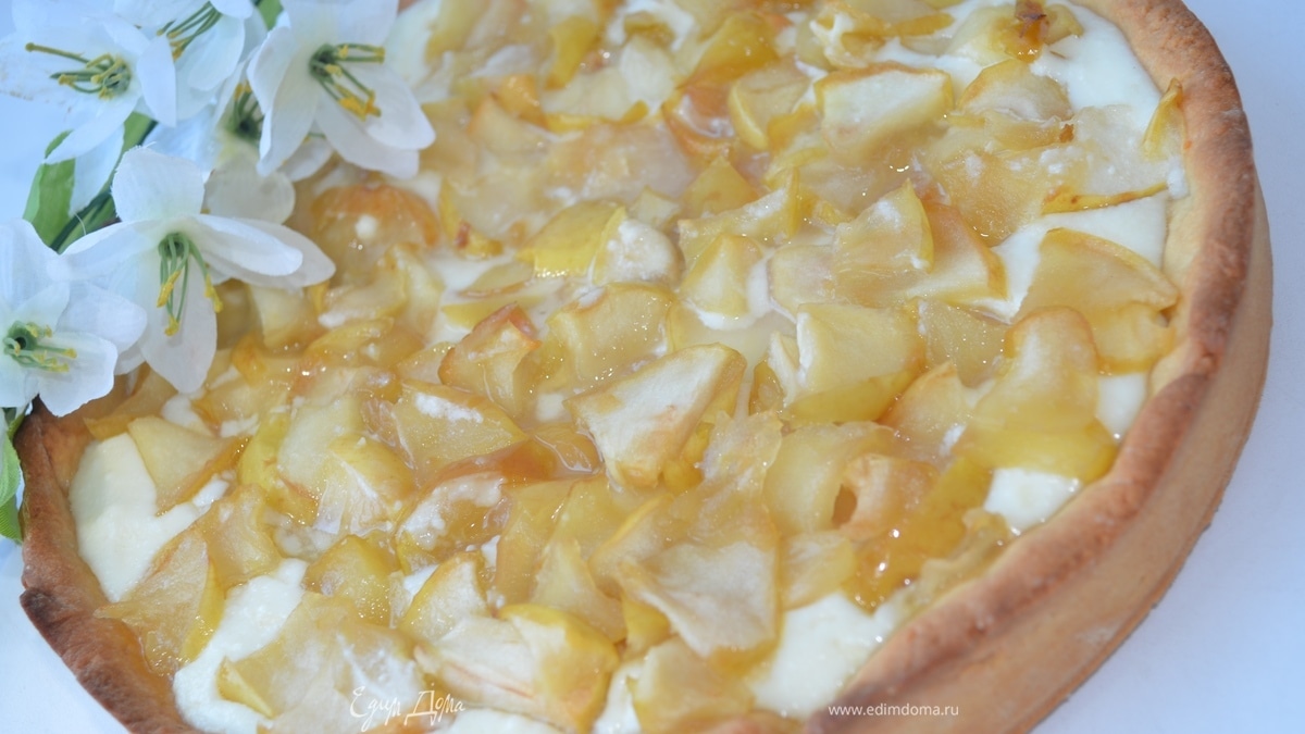 Песочный творожник с яблочной начинкой