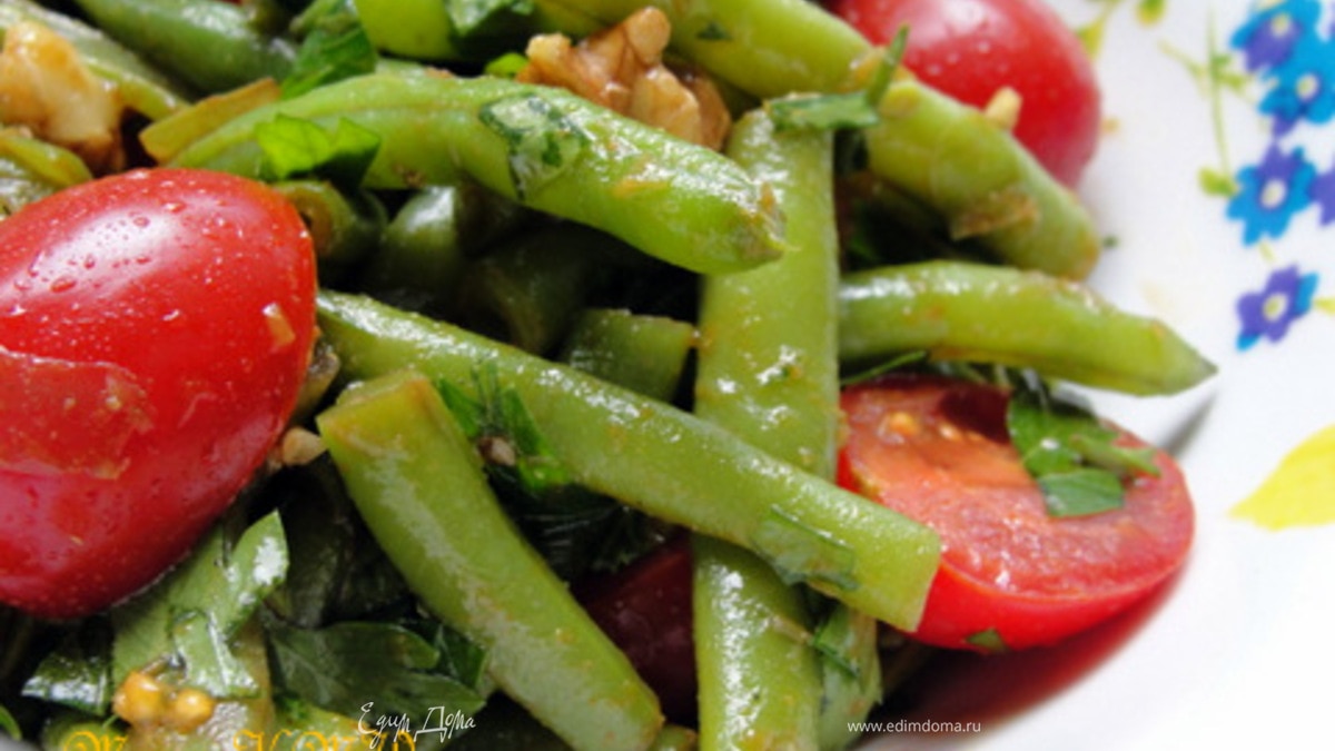 Летний салат со стручковой фасолью