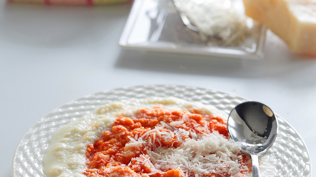 Трио — пюре из цветной капусты, красного перца и кукурузы 