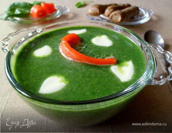 Крем-суп из шпината со слабосоленой семгой Крем-суп из шпината со слабосоленой семгой