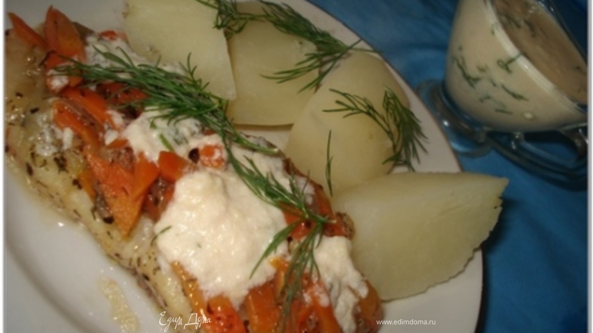 Морской язык с сырным соусом