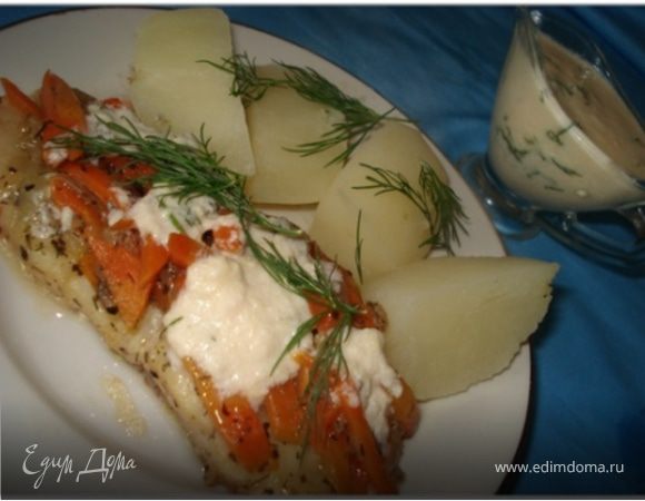 Морской язык с сырным соусом Морской язык с сырным соусом