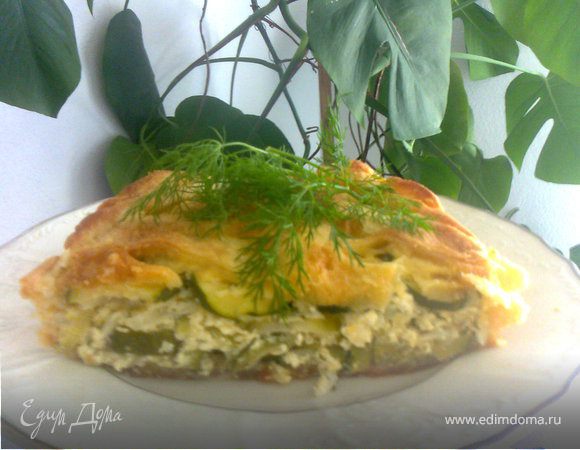 Пирог с цукини и творожной начинкой