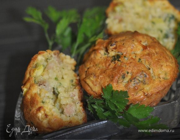 Ароматные кабачковые кексы с ветчиной Ароматные кабачковые кексы с ветчиной