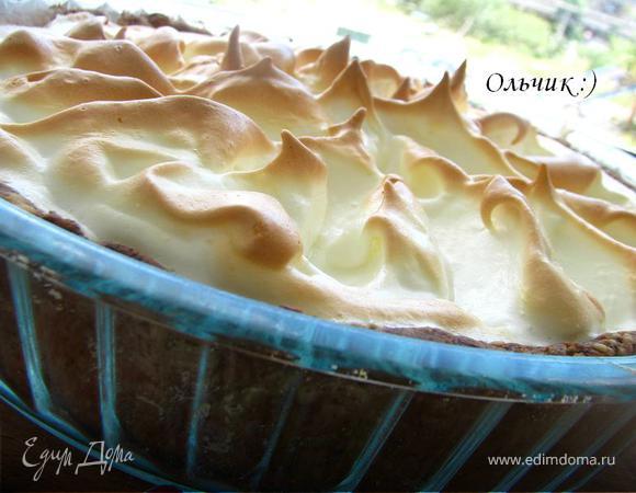 Лимонно-черничный пирог с меренгой "Солнышко"