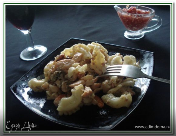 Паста с форелью и морепродуктами