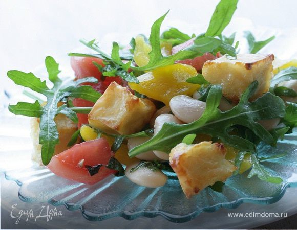 Салат с козьим сыром, фасолью и сладким перцем Салат с козьим сыром, фасолью и сладким перцем