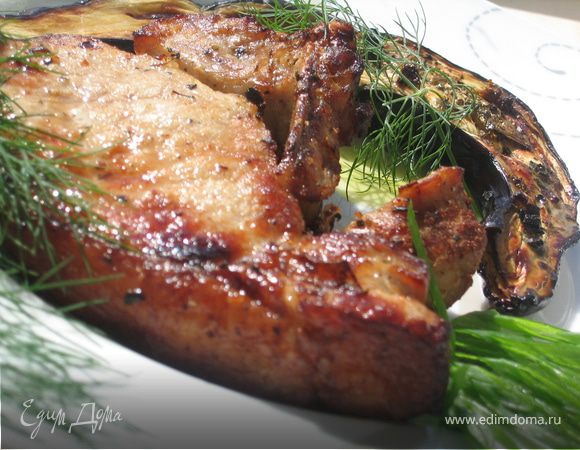 Свиная корейка с баклажанами в аэрогриле