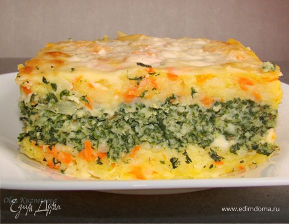 Рыбная запеканка со шпинатом и соусом бешамель