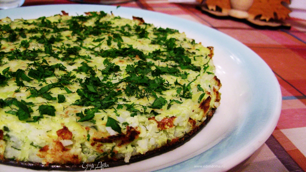 Воздушная запеканка с кабачками и рисом