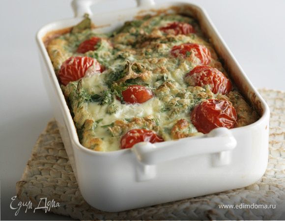 Клафути с козьим сыром и помидорами черри