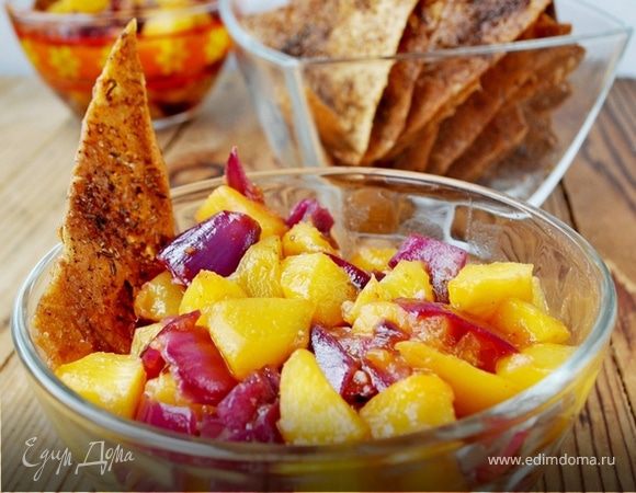 Персиковая сальса+чипсы из лаваша со специями Персиковая сальса+чипсы из лаваша со специями