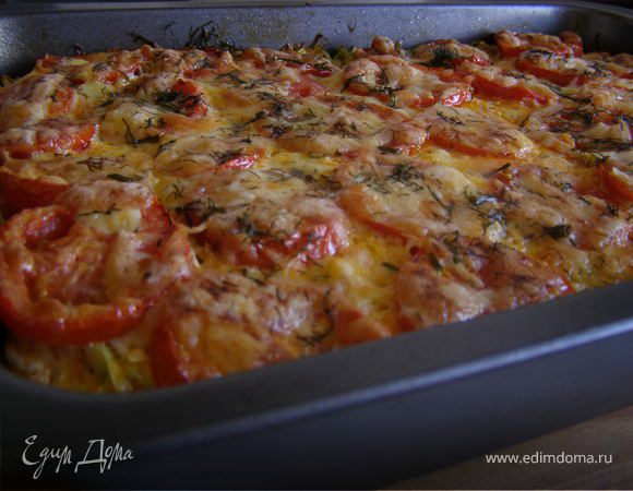 Запеканка из кабачков с фаршем и помидорами