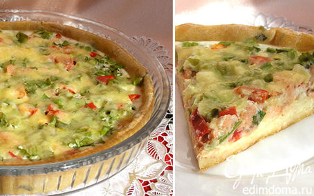 Рецепт Пирог с лососем, зеленью и овощами