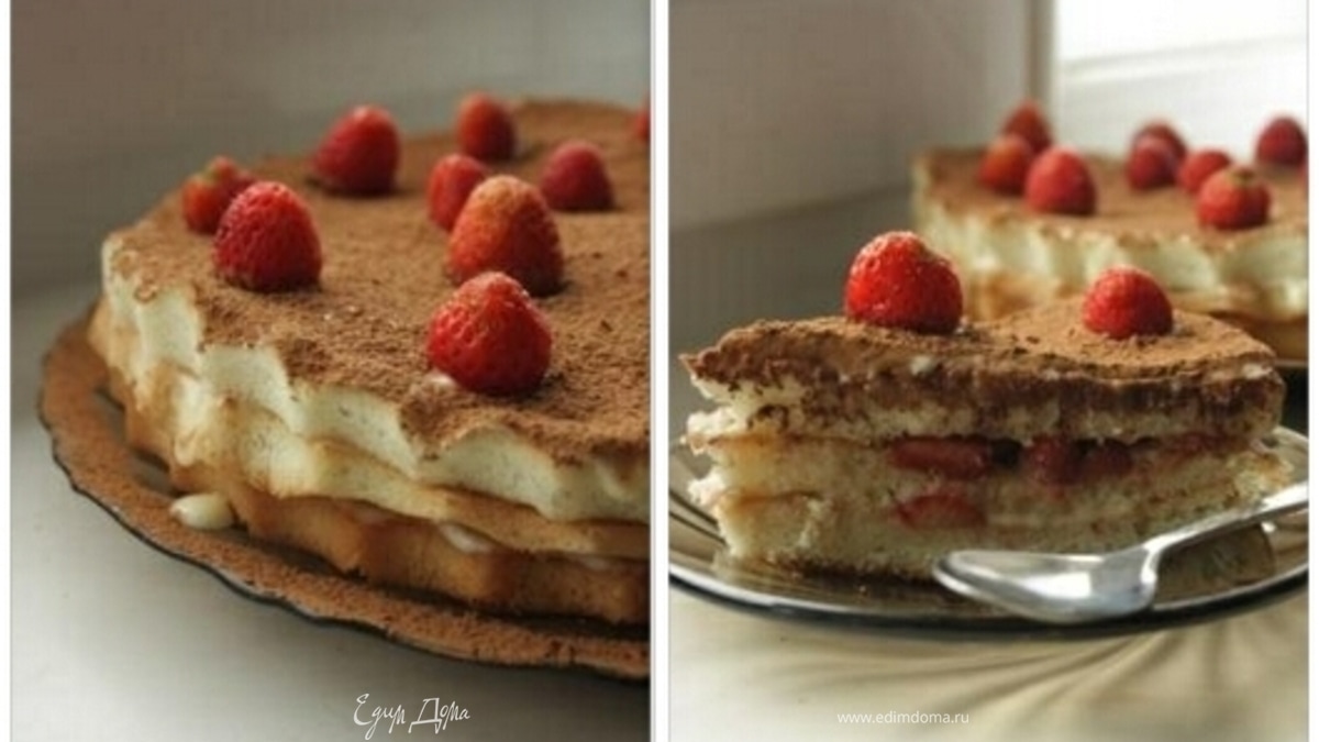 Торт с крем-брюле и клубникой ("Strawberry clouds")