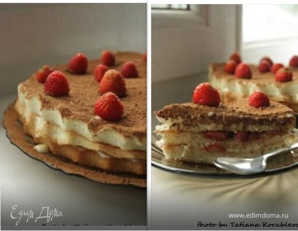 Торт с крем-брюле и клубникой ("Strawberry clouds")