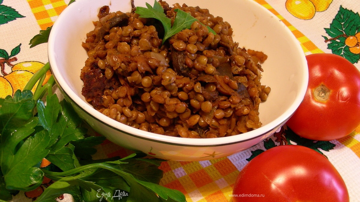 Чечевица с лесными грибами