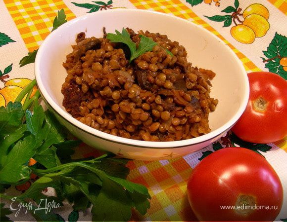 Чечевица с лесными грибами 