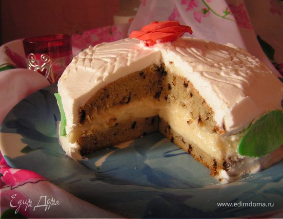 Тортик с заварным лимонно-сгущенным кремом и сливками Тортик с заварным лимонно-сгущенным кремом и сливками