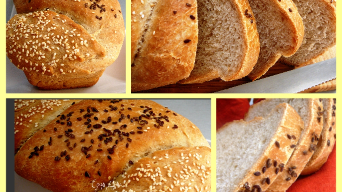 Хлеб пшенично-ячменный с семенем льна и кунжутом