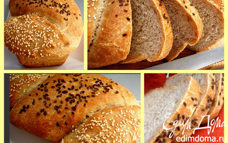 Рецепт Хлеб пшенично-ячменный с семенем льна и кунжутом