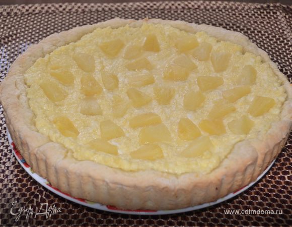 Пирог с творогом, кокосом и ананасом Пирог с творогом, кокосом и ананасом