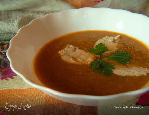 Суп-пюре из печеных овощей с курицей