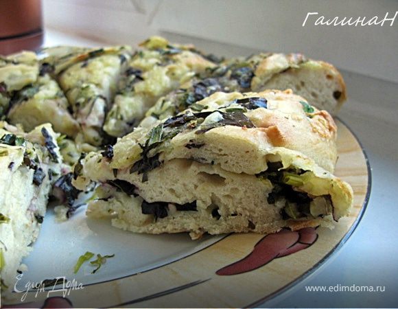 Лепешка с зеленью и моцареллой