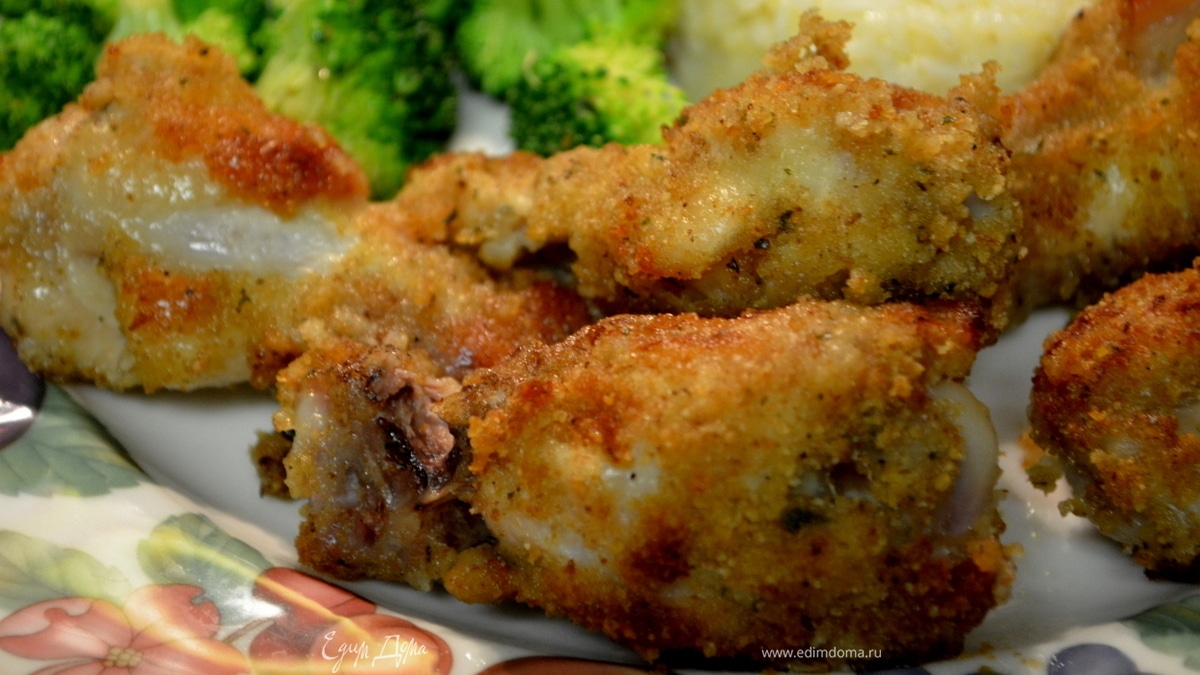 Хрустящие куриные крылышки в сливочном масле