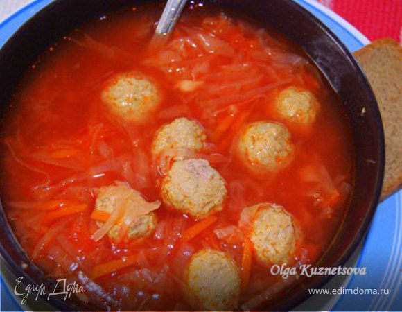 Борщ с фрикадельками